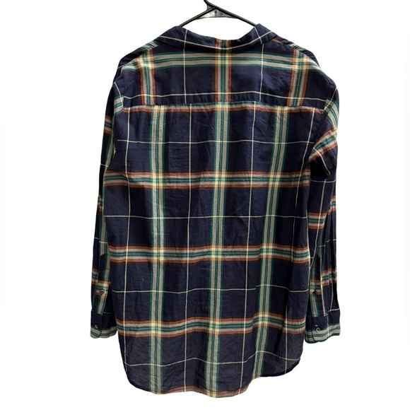 MADEWELL Oversized Ex-Boyfriend Plaid Button Down Shirt Navy Green Medium - Picture 4 of 13